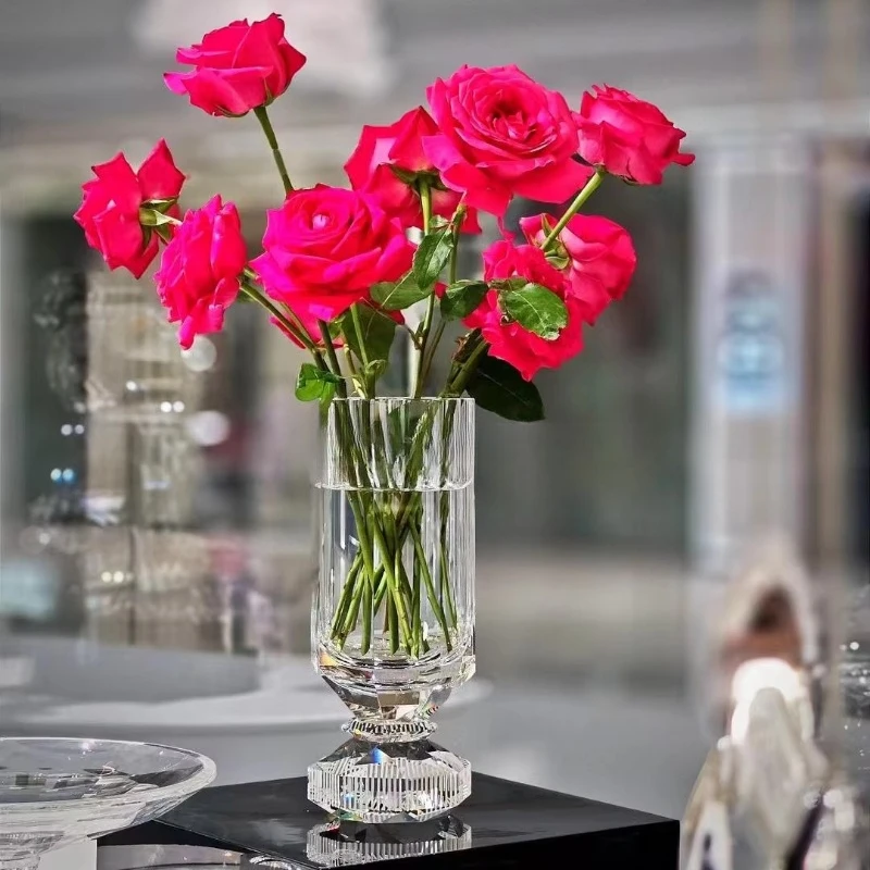 

Luxury modern home dining table decoration, faceted environmental protection party transparent handmade K9 crystal glass