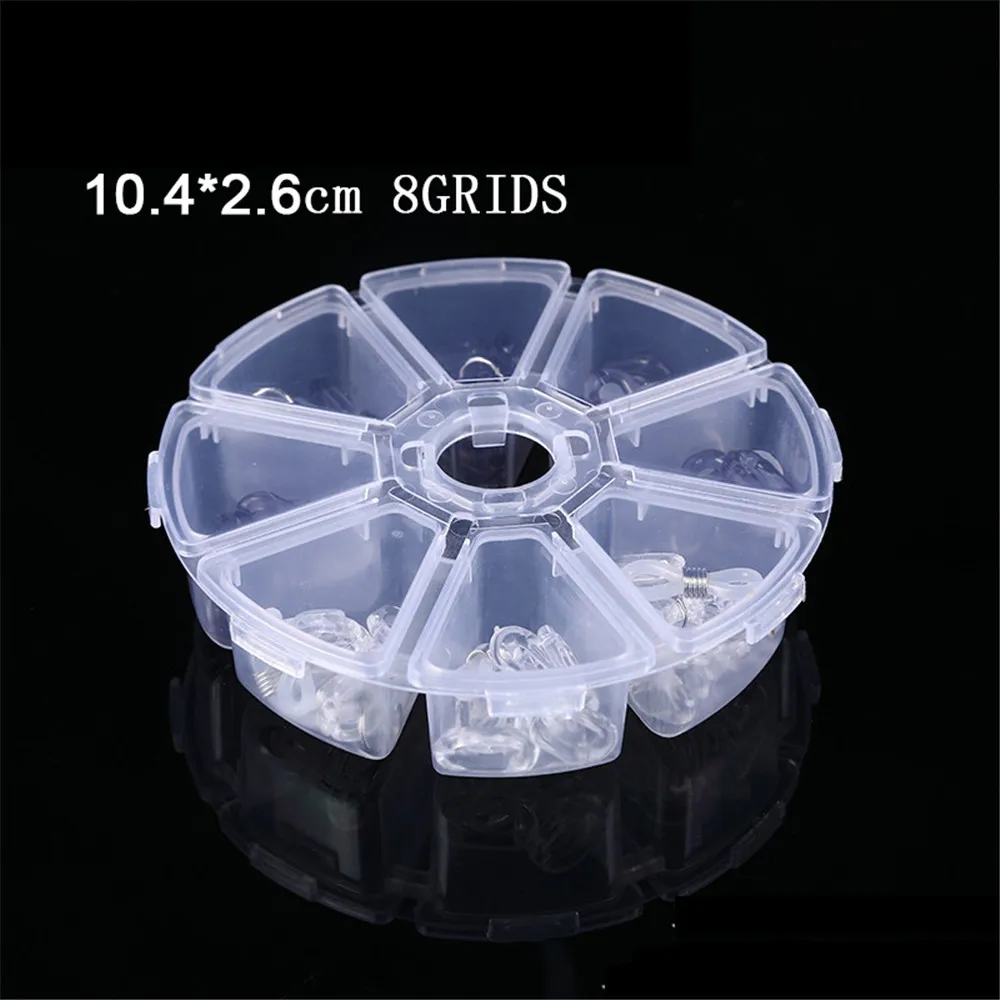 8 Grids Storage Box Beads Jewelry Round Compartment Plastic Organizer Transparent Container Case