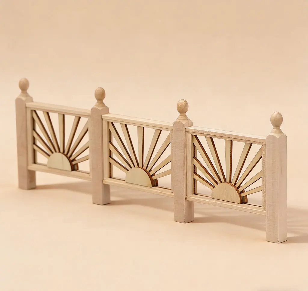 

2pcs 1:12 Dollhouse Mini Garden Sun Fence - Wooden Courtyard Micro Scene Model Accessory, DIY Dollhouse Outdoor Decor Furniture