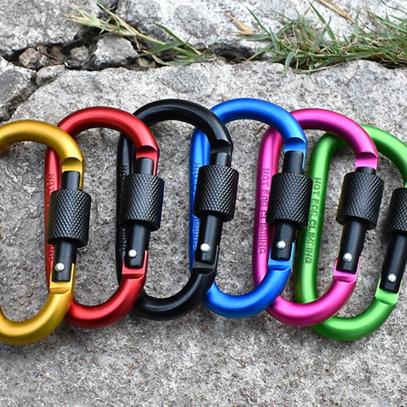 6Pcs Aluminium Legierung Karabiner Schlüsselbund Outdoor Camping Klettern Snap Clip Lock Schnalle Haken Angeln Zubehör Tragbare Werkzeuge TMZ – Detail 8