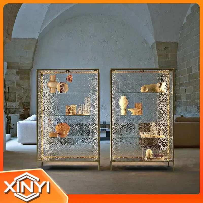FIAM for Italian Minimalist Glass Display Cabinet for Living Room Home Storage Side Cabinet Wall Mounted Dining Sideboard