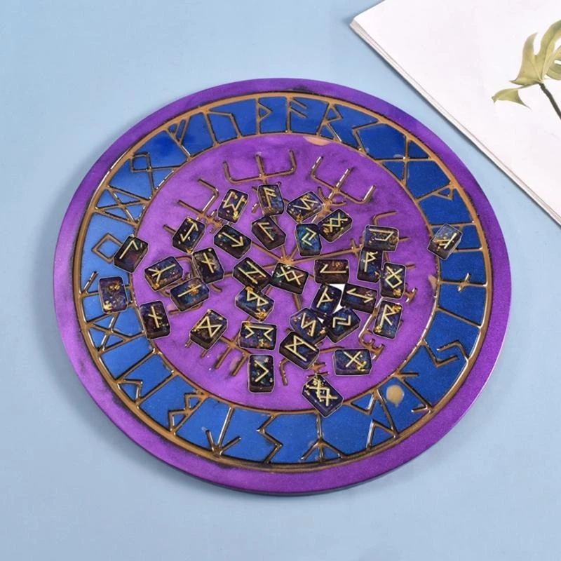 

DIY Runes Symbol Crystal Epoxy Resin Mold Circle Divination Board Silicone Mould