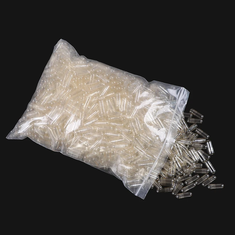 100PCS/Bag Standard Size 00#0#1# Empty Capsules Gelatin Clear Capsules Hollow Hard Gelatin Transparent Seperated Joined Capsules