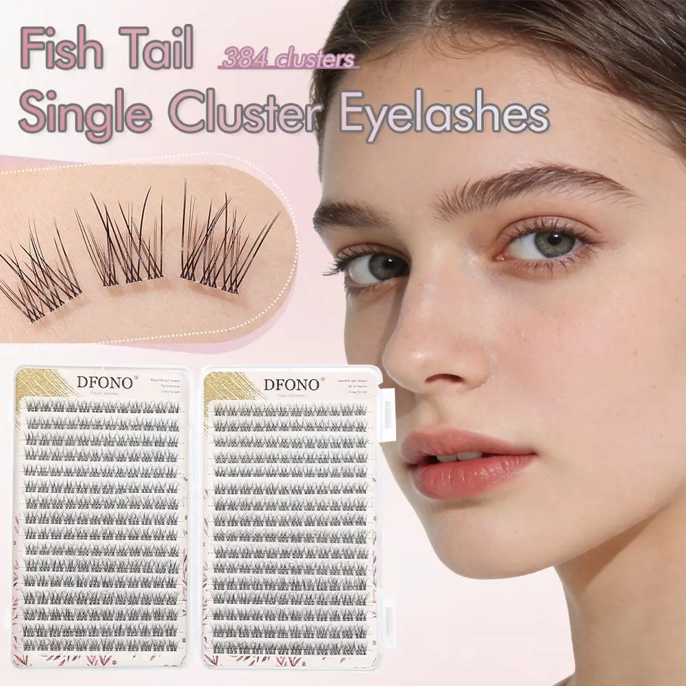 Libro di ciglia finte a tre file a coda di pesce da 32 file, capacità singola da 10-12 mm, naturale, croce grande, soffice stile riccio e ciglia Clus H3G0