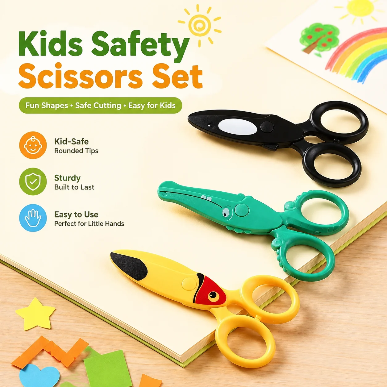 Art Craft Easy With Paper - Kinder-Plastikschere in Papageien- und Delfinform, sicheres