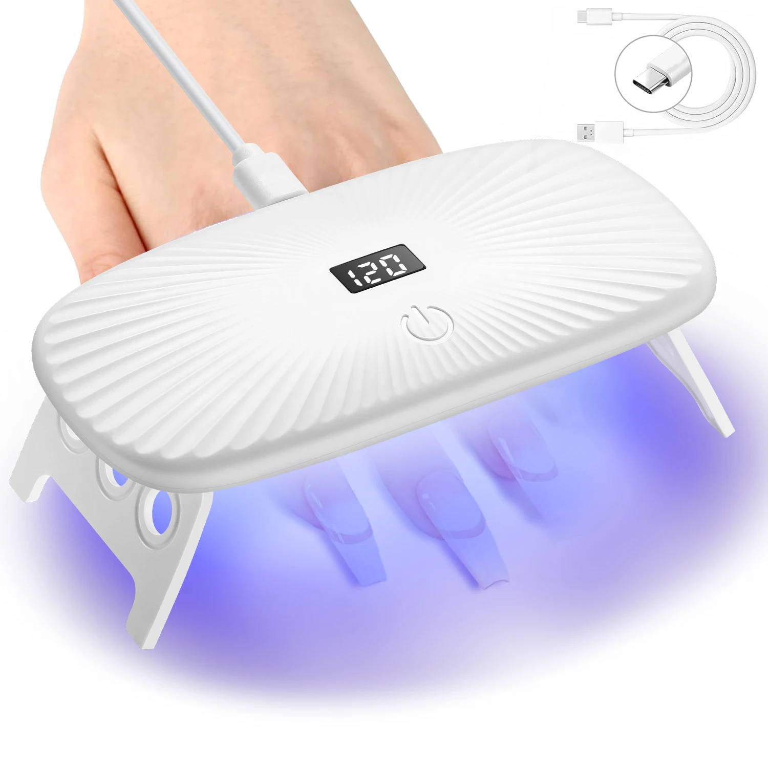 Secador de Esmalte em Gel Profissional com 12 LEDs e 4 Configurações de Temporizador para Secagem Rápida de Esmalte em Gel, Uso Doméstico e em Salão de Manicure.
