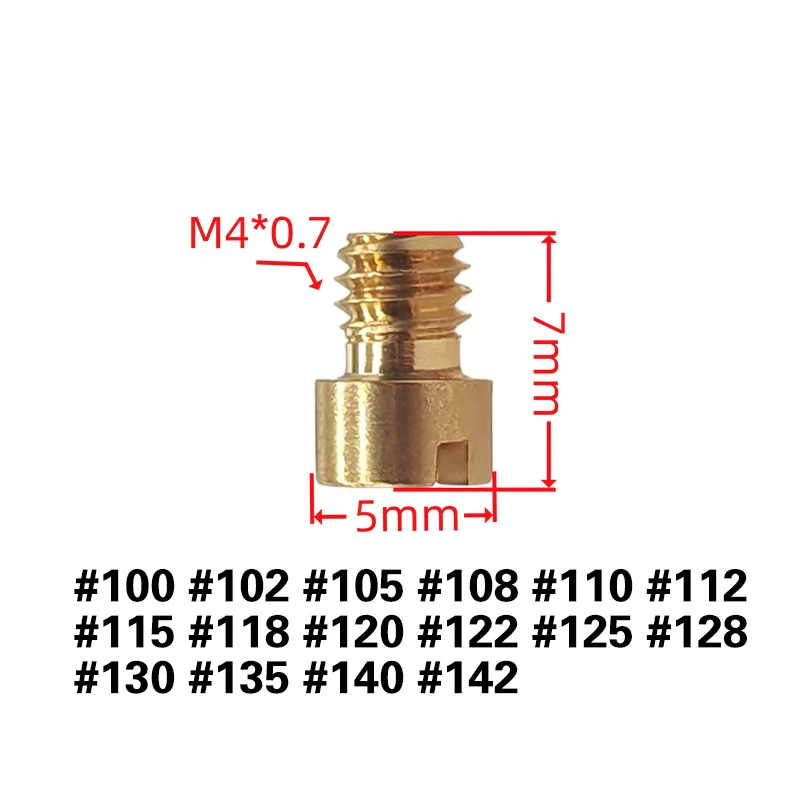1pcs M4 Main Jet 4mm For GY6 50cc 139QMB Scooter Motorcycle Mikuni Keihin Carburetor CVK24~26 PZ19 Round Head injectors Nozzle