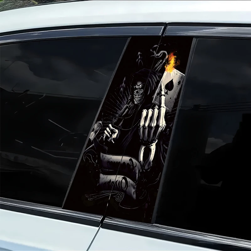 

2 наклейки на автомобильные стойки B-образной формы, защитная пленка Grim Reaper Smooth с защитными свойствами от царапин.