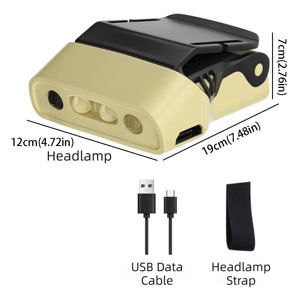 

Gesture Sensing Outdoor Headlights Rechargeable Clip-On Waving Sensor Lights Strong Light Multifunctional Headlamp