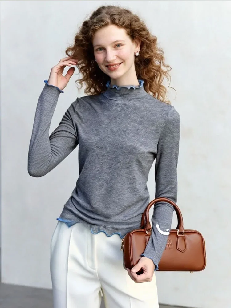 

Повседневная эластичная футболка с длинным рукавом, облегающая, с креативным узором, для офиса