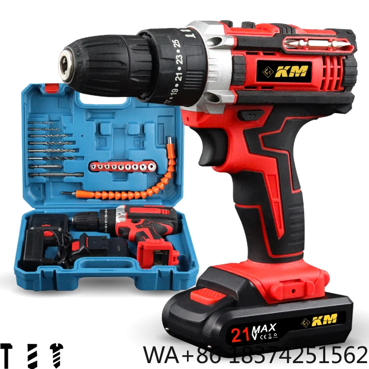 B Wholesale Factory OEM 21V Mutilfuction Lithium Battery Electric Drill Powerful Cordless Drills Rechargeable Tool Power Drills