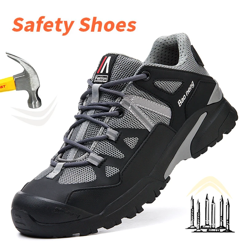 Work Sneakers Steel Toe Shoes Men Safety Shoes Puncture-Proof Work Shoes Boots Fashion Indestructible Footwear Security