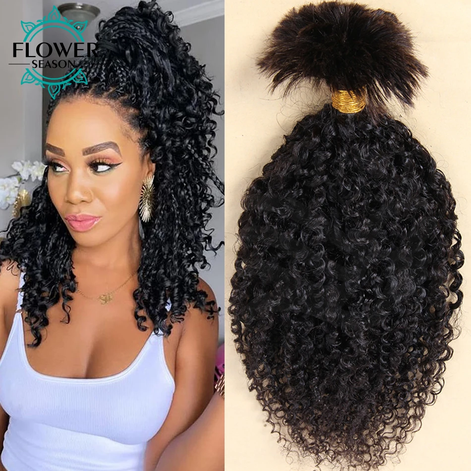 Afro Kinky Curly Bulk Hair For Braiding Full End Human Hair Bulk No Weft Mongolian Remy Hair 1/2/3Pcs/Lot Crochet Braids Hair