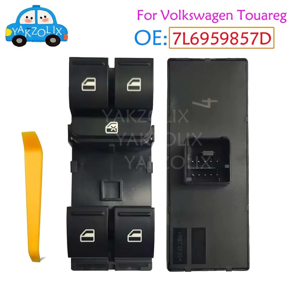 7L6959857D For Volkswagen Touareg 2.5 3.0 3.2 3.6 4.2 5.0L Master Driver Side Electric Power Lifter Window Switch Button Parts