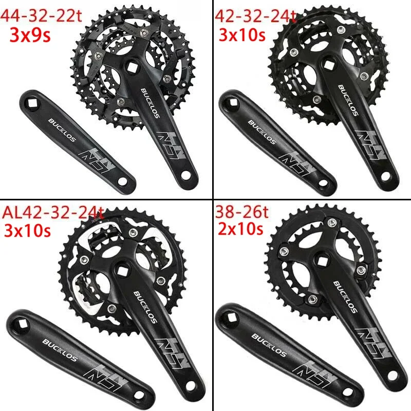 BUCKLOS 3*9S 3*10S MTB Crankset Double/triple Speed Bicycle Crank Set Square Hole Crank 104/64BCD Bike Chainring for Shimano