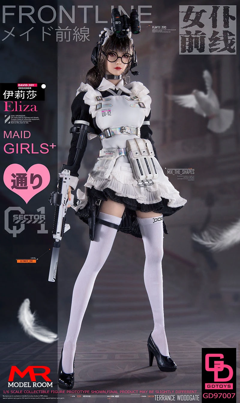 GDTOYS GD97007 1/6 Frontline Maid Girl ELIZA Action Figure with Movable Eyeballs Female Soldier Figure Full Set Collectible Toy