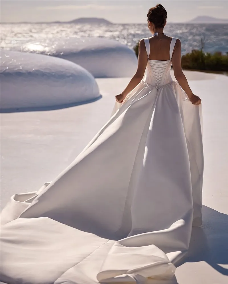 Smileven Abito da sposa con scollo a cuore Abiti da sposa con perle e cinturino Vestido de novia Abiti da sposa eleganti da spiaggia personalizzati