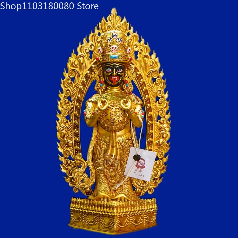 Copper gilding Hand- carved Zaki Lhamo Buddha statue Tibetan Buddhism Palden Lhamo God of Wealth decor Large 34cm,24cm,18cm