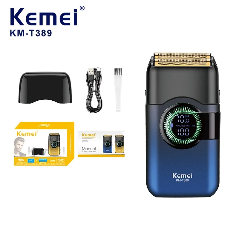 Kemei T389 Fashion Color Electric Shaver Hair Clipper Men's Shaver Beard Trimmer Professional Rechargeable Reciprocating Shaver