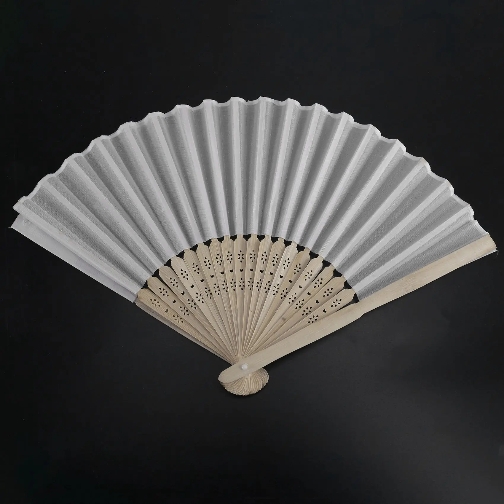 

20 Pcs/Lot 21Cm White Color Fabric Hand Fan, Silk Hand Fan Wedding Party Promotion Favor
