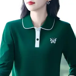 Pure Cotton Simple Fashionable Loose Casual Long Sleeved New Style for Daily Versatile Splicing Meat Blocking Top