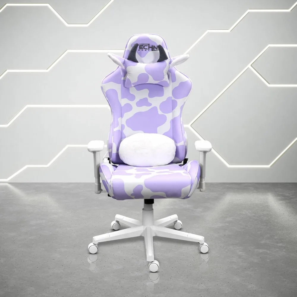 Office Chairs,Modern Fabric Gaming Chair in Lavender Purple/White,27.5