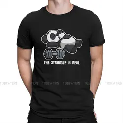 Bodybuilding Pumping GYM Muscle Training Crossfit Original TShirts The Struggle Is Real Fitness Panda Homme T Shirt Clothing 6XL