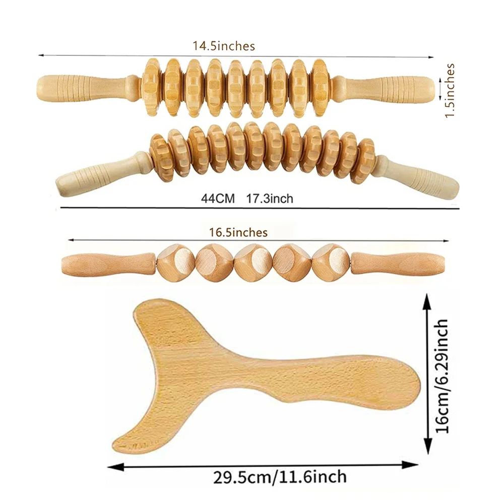 Wood Therapy Massage Tool Maderoterapia Kit Anti-Cellulite Massager Set Neck Massager for Body Shaping,Muscle Massage Relaxation