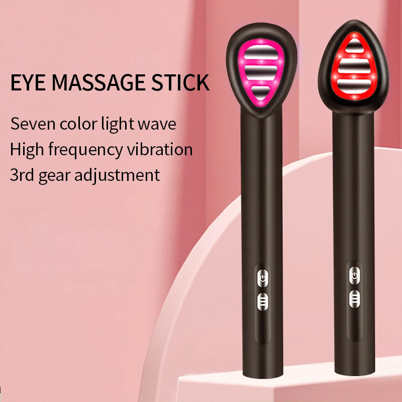 Hand-hold Face Neck Eye Lifting Care Massager 7 Colors LED Heating Vibration Beauty Wand