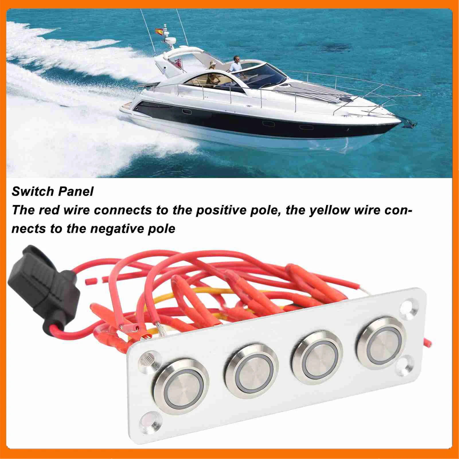 

4-бандовая панель выключения морской лодки, панель переключателя синего света, 12 В, 16 А, кнопочный переключатель управления из нержавеющей стали для автодома, лодки, панели автофургона