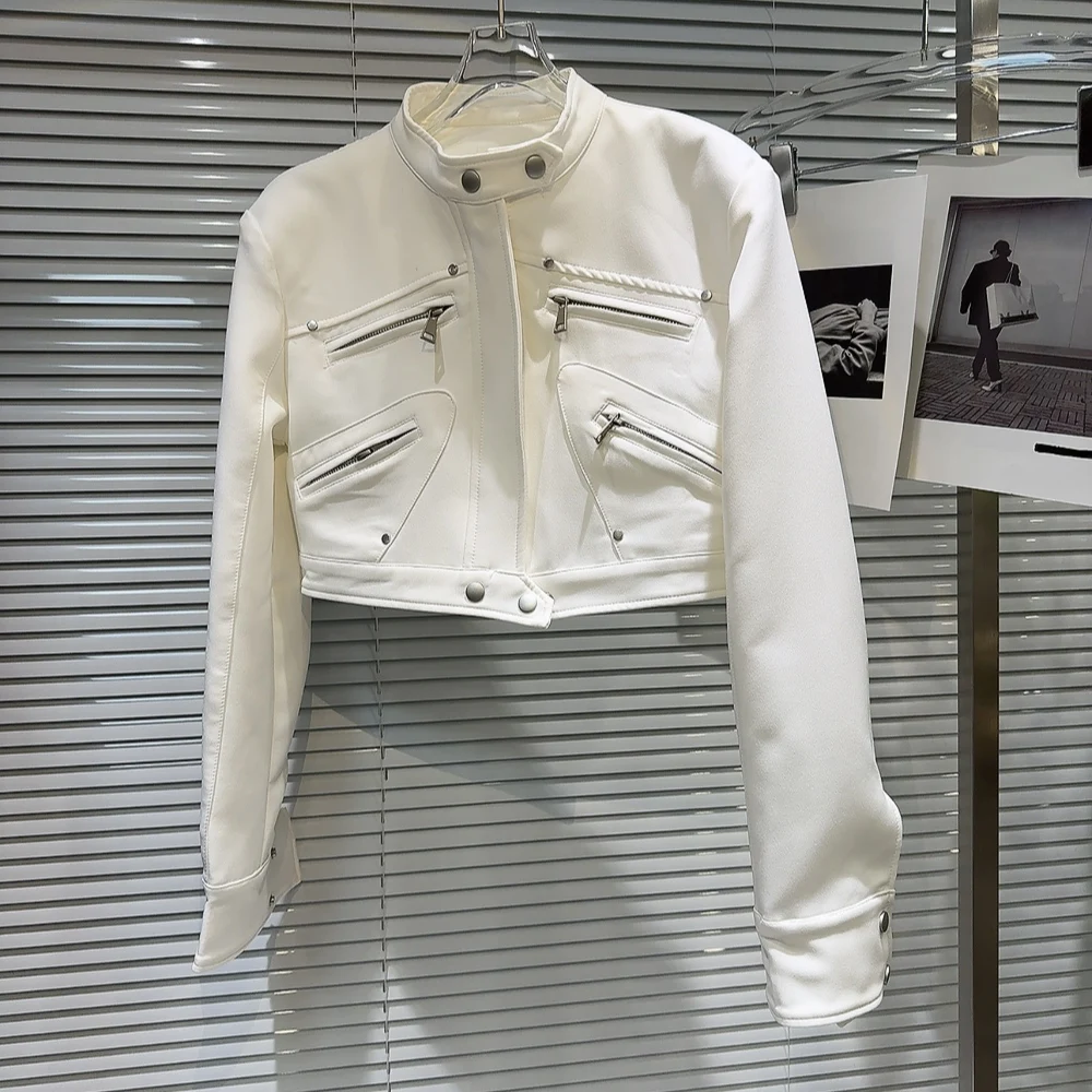 

Байкерские куртки Женская куртка без рукавов Зимняя кожаная овчина на флисовой подкладке Плюшевые Уютные Теплые для среднего возраста Простые Удобные