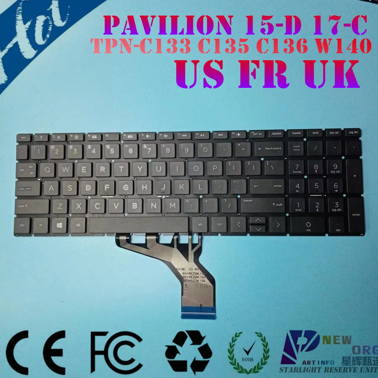 Laptop keyboard for HP 15-DA 15-DB 15-DX DR CX 15-CS 15-CW 250 255 G7 15S-DU  15S-DY TPN-C133 C135 C136 C139 W140 White GRAY