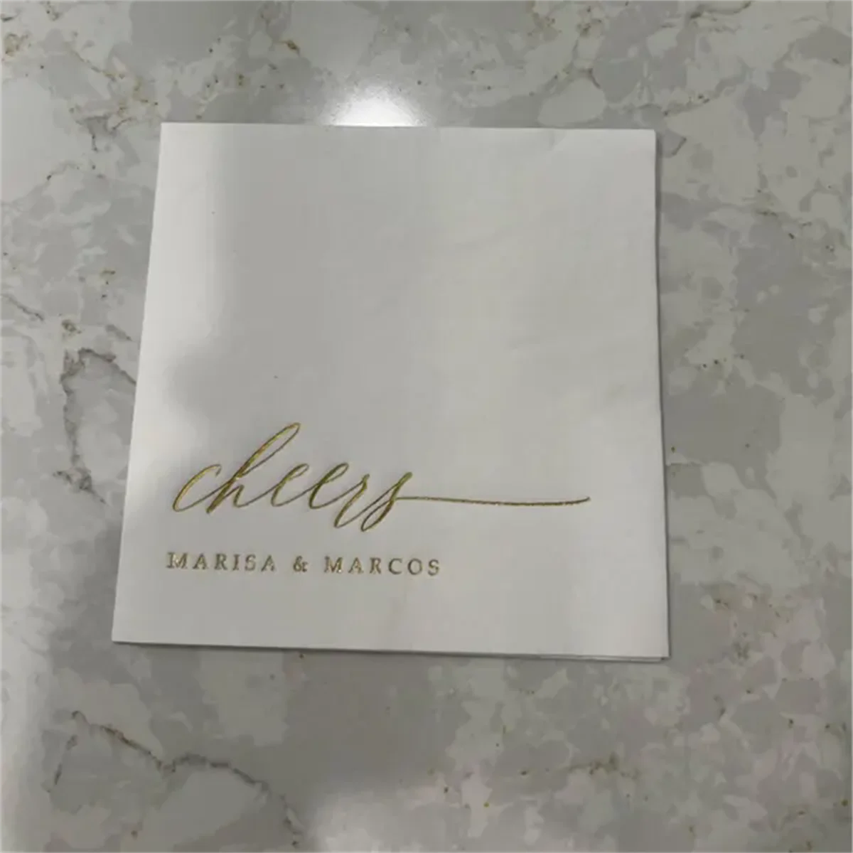 50pcs Personalized Wedding Napkins | Cocktail Napkins | Rehearsal Dinner | Cheers Beverage Napkins | Gold Foil Wedding Napkins