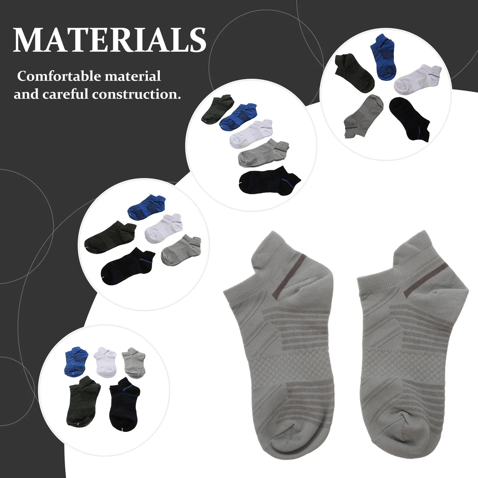 5Pairs Sports Compression Socks Moisture-Wicking Comfortable Running Gym Outdoor Activities Anti-Slip Ankle Socks for Men Women