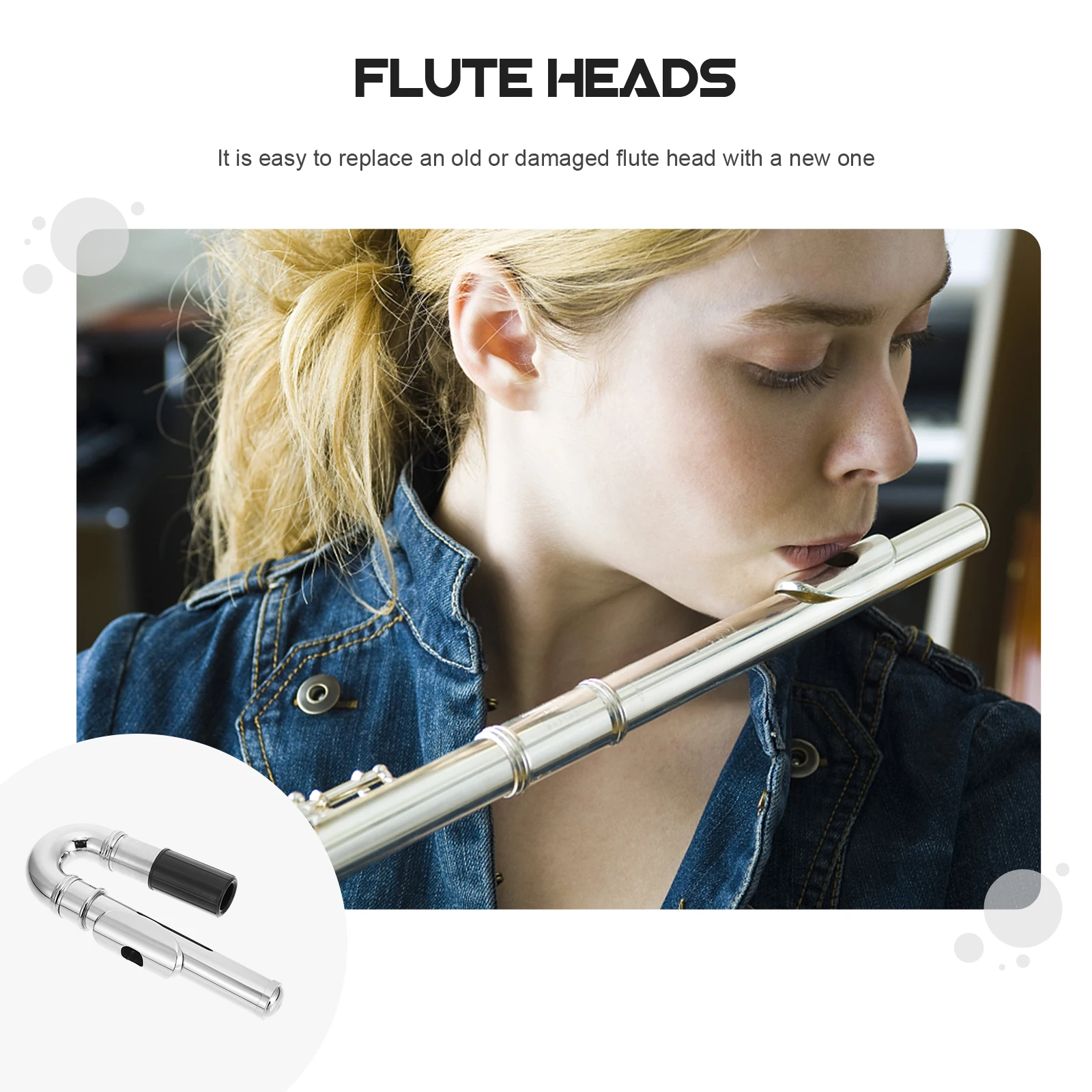 

1pc Flute Head Mouthpiece Replacement Nickel Plated Silver Durable Easy Install Fine Craftsmanship Not Deform Exquisite
