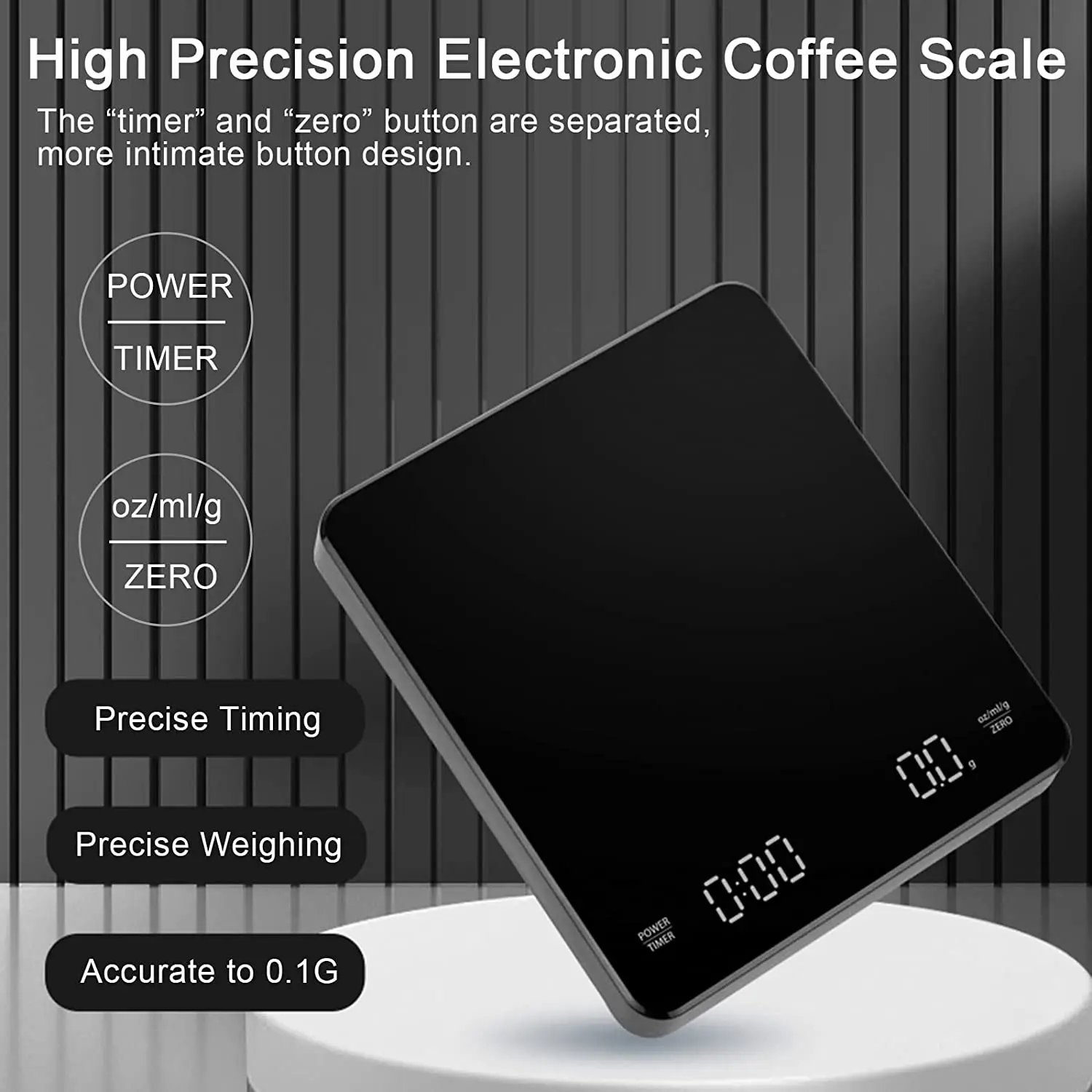 3Kg/0 1ตาชั่งดิจิตอล Wiith จับเวลากระจกสีดำ Basic Built-In Auto Timer Pour Over Espresso กาแฟสมาร์ทเครื่องชั่งน้ำหนักเครื่องชั่งน้ำหนัก