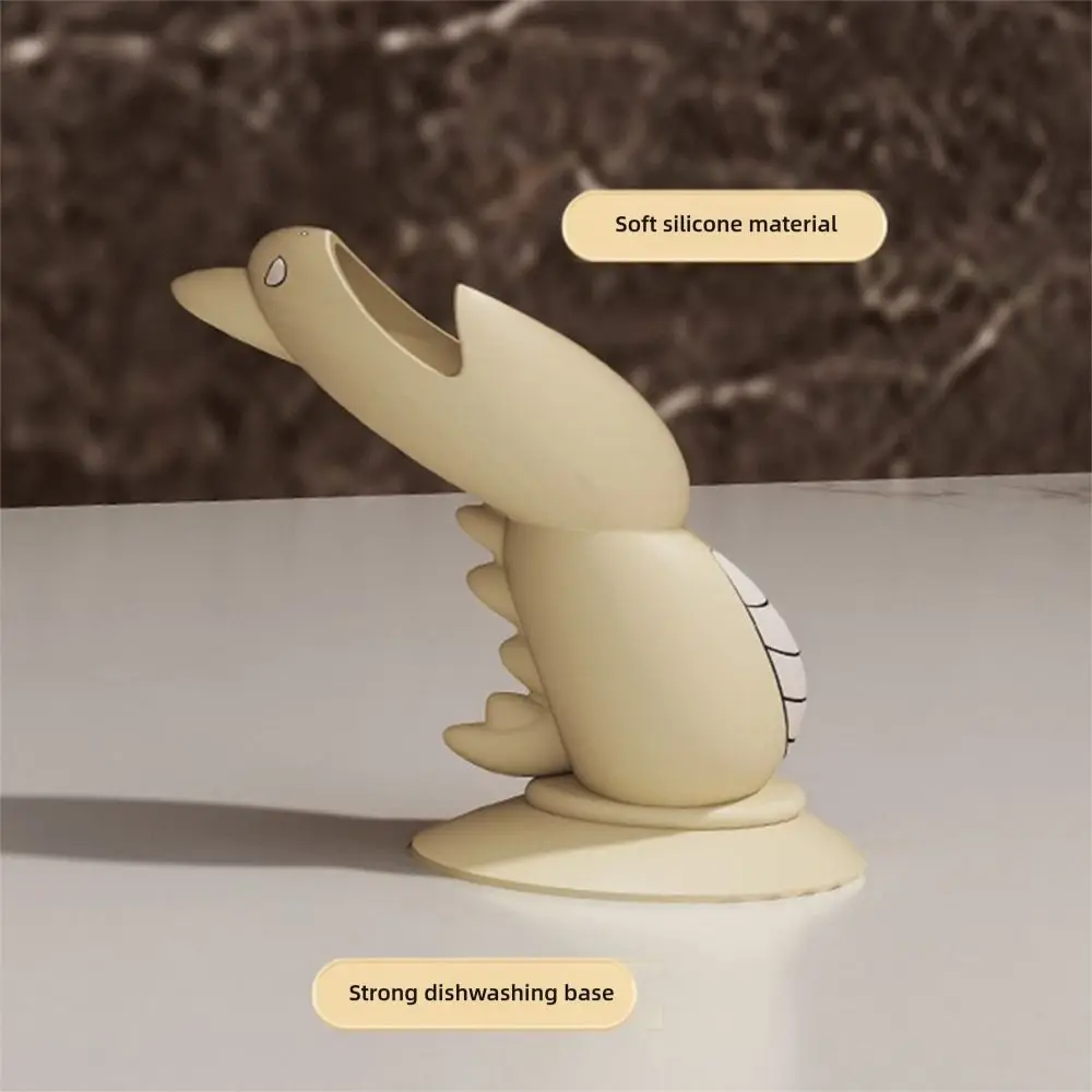 Portable Toothbrush Protective Cover with Suction Cup Multi-function Desktop Dustproof Toothbrush Cap Dinosaur Silicone