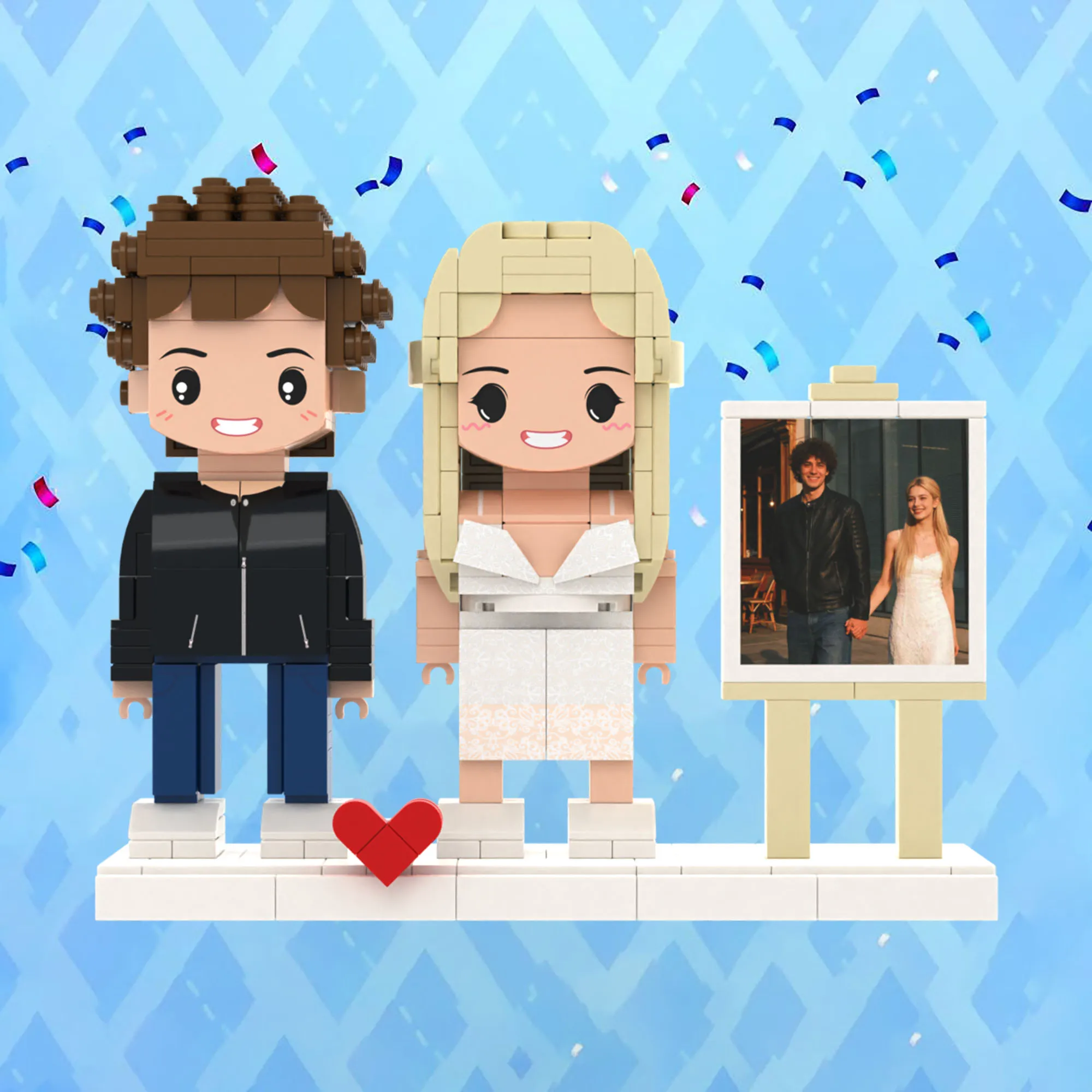 

Фигурки на заказ по фото двух человек, конструктор из мелких деталей, изысканное украшение, праздничный подарок