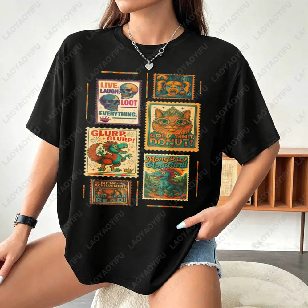 T-shirt unisexe en coton à manches courtes avec imprimé Donut de Carl Goddamnit Dungeon Crawler, haut décontracté style streetwear