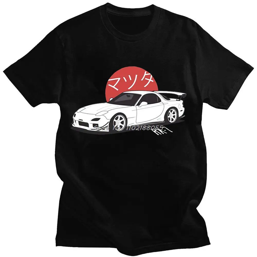 Anime Drift Initial D Mazda RX7 Printed AE86 T-shirt O-Neck Short Sleeves Summer Casual Tees Fashion Unisex Men Women T-shirts