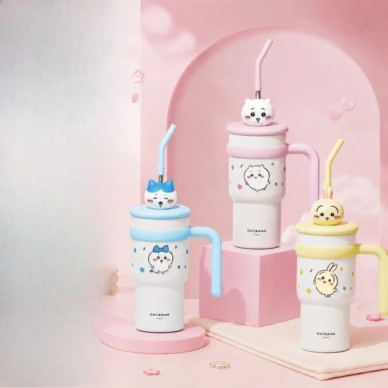 Kawaii Chiikawa Figures Insulated Tumbler Ice Cup Water Bottle Portable for School Office Travel Camping Home Use Birthday Gift
