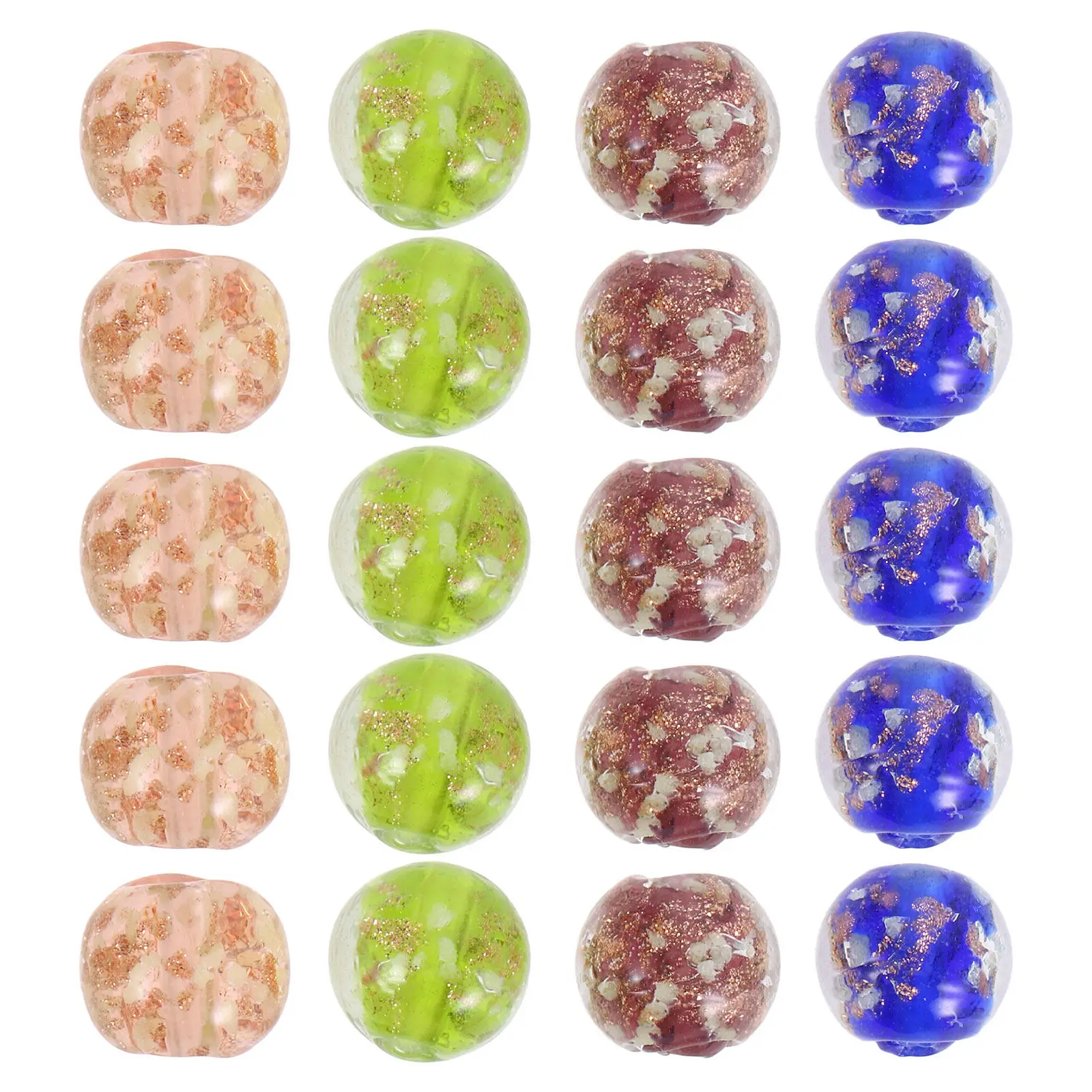 20Pcs Night Glow Glass Beads Mixed Colors Bright Smooth Surface Round Loose Beads DIY Jewelry Making Kits Charms