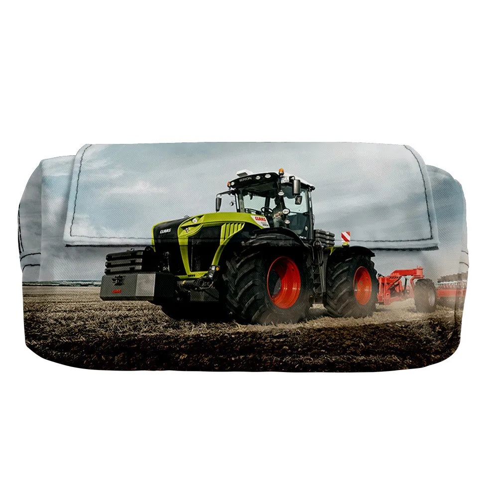 Game Tractor Pattern Pencil Case for Children, Double Storage Bag, 3D, Oxford, Impermeável, Desenhos animados, Anime, Estudantes, Meninos, Meninas