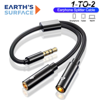 Headphone Splitter Audio Cable Adapter Jack 3.5mm Male to 2 Female Earphone Y Splitter Extension Cord for Phone Laptop PS5 MP3