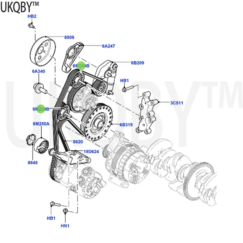 Ra ng e Ro ve r Ev oq ue 2012 Belt pulley assembly · Idler pulley bolt LR028878 LR028878