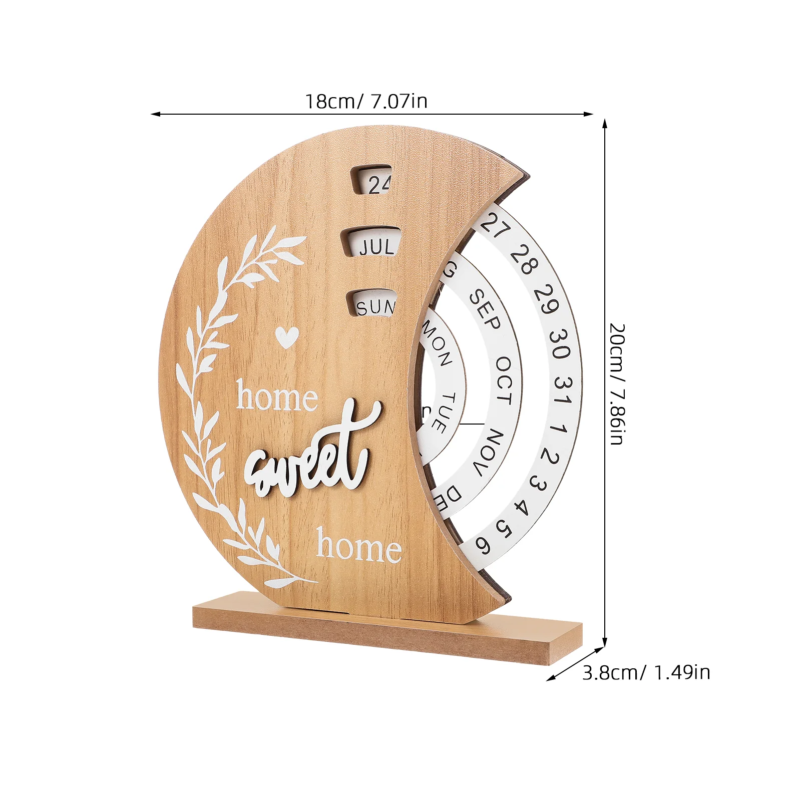 Moon Perpetual Calendar Rotating Block Turn The Page Wooden Manual Rotatable Office