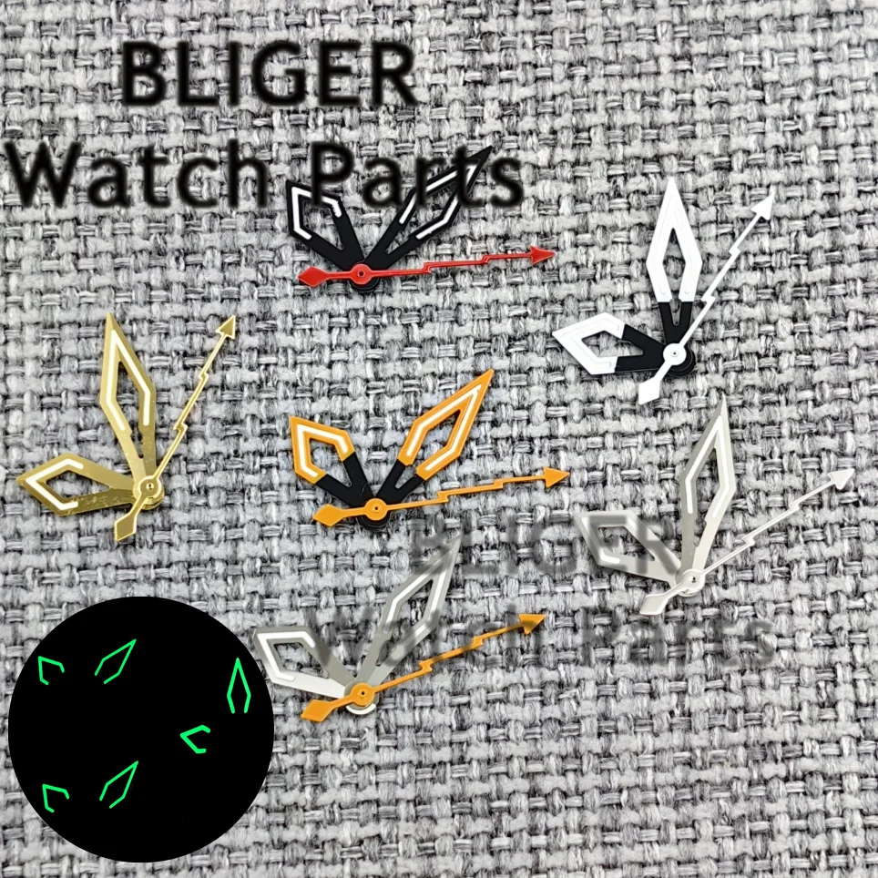 NH35 Skeketon Burtterfly Watch Pointer C3 Lume Черный Красный Оранжевый Серебристые Стрелки подходят для NH35/PT5000 Высококачественные аксессуары для часов