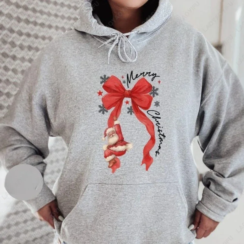 كوكيت عيد ميلاد سعيد مع سانتا البلوز الرجال النساء السنة الجديدة عيد الميلاد مهرجان هوديي الشريط الأحمر القوس Harajuku عطلة البلوز