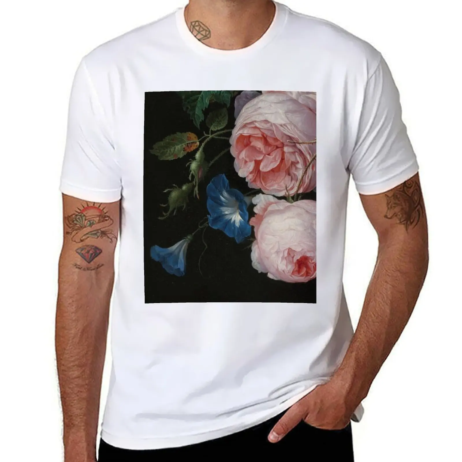 

Jan Davidsz. de Heem - Still Life with Flowers in a Glass Vase, Detail T-Shirt man t shirts for men t shirts with prints T-Shirt
