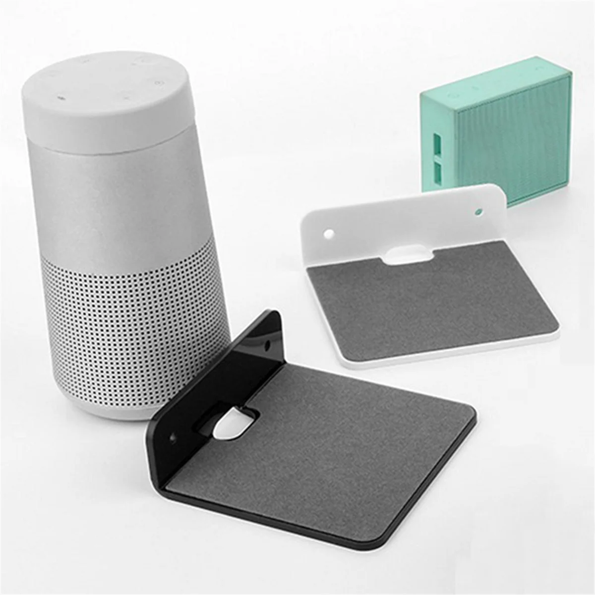 Soporte montado en la pared Altavoz portátil multifuncional Estante de pared para cámara web Teléfonos celulares Enrutador Altavoz Blanco